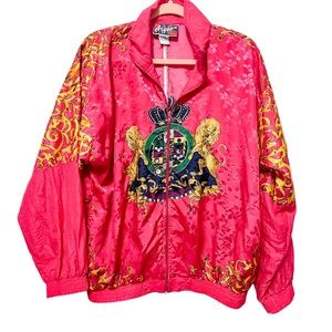 Vintage Pink Lion Crest Argee Windbreaker Size Medium